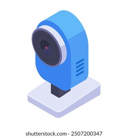 Isometric security camera. Modern surveillance camera, security system 3d vector illustration. Safety system video equipment