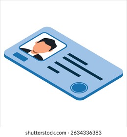 Isometric security service ID card vector icon isolated on white. Ideal for web design, safety themes, and access control applications.