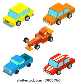 Isometric selection of cars. vector illustration