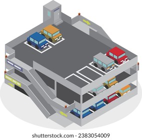 Isometric self-propelled multi-storey parking building