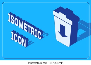 Isometric Send to the trash icon isolated on blue background.  Vector Illustration