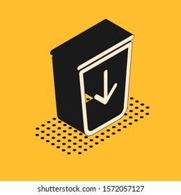 Isometric Send to the trash line icon isolated on yellow background.  Vector Illustration