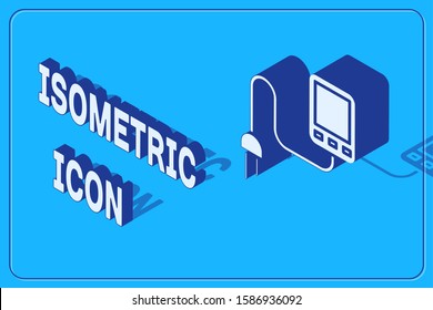 Isometric Sensor icon isolated on blue background.  Vector Illustration