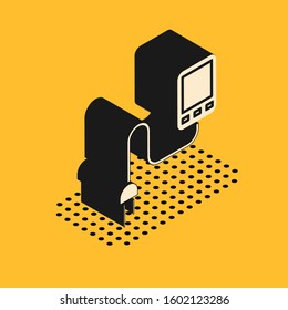 Isometric Sensor icon isolated on yellow background.  Vector Illustration