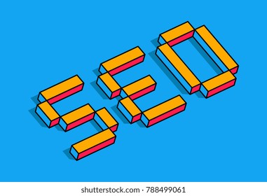 Isometric SEO word concept