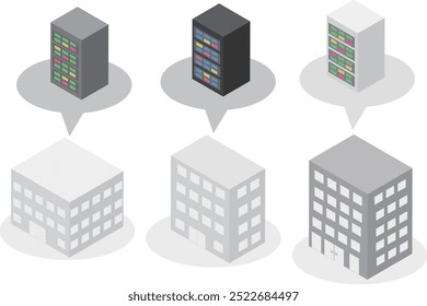 Isometric server and building material set