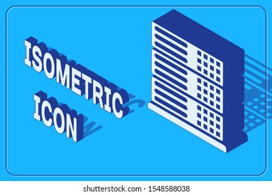 Isometric Server, Data, Web Hosting icon isolated on blue background.  Vector Illustration