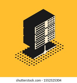Isometric Server, Data, Web Hosting icon isolated on yellow background.  Vector Illustration
