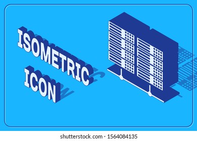 Isometric Server, Data, Web Hosting icon isolated on blue background.  Vector Illustration