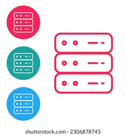 Isometric Server, Data, Web Hosting icon isolated on orange background. Silver square button. Vector