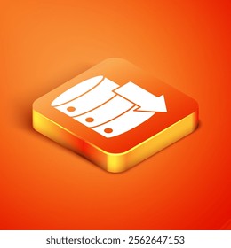 Isometric Server, Data, Web Hosting icon isolated on orange background.  Vector Illustration