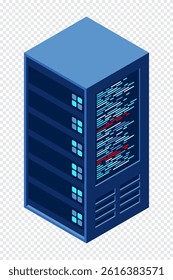 Isometric server equipment isolated background. Flat isometric 3d illustration cloud server. Datacenter storage. Isometric technology