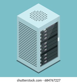 isometric server equipment isolated background