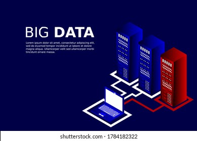 Isometric server equipment. Vector illustration.