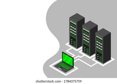 Isometric server equipment. Vector illustration.