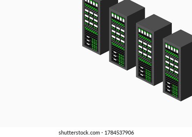 Isometric server equipment. Vector illustration.
