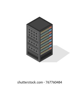 Isometric server equipment. Vector illustration.