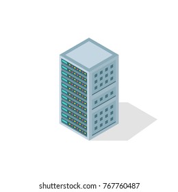 Isometric server equipment. Vector illustration.