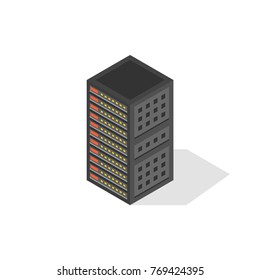Isometric server equipment. Vector illustration.