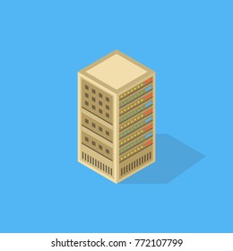 Isometric server equipment. Vector illustration.