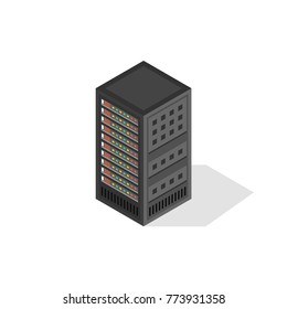 Isometric server equipment. Vector illustration.