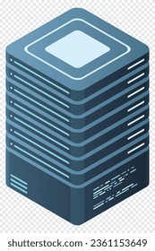Servidor isométrico. Sala de servidores de red. Equipo de computadora 3D. Base de datos de almacenamiento. Tecnología isométrica. Ilustración del vector