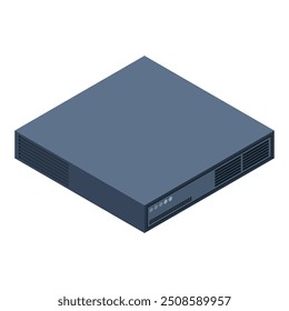 Servidor isométrico. Racks para servidores. Caixas do servidor isoladas. Sala do servidor de rede. Tecnologia de rede de computadores. Ilustração vetorial