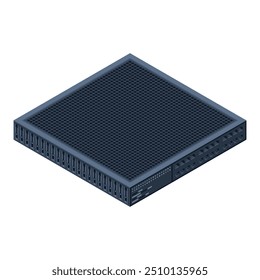 Isometric server. Server racks. Server boxes isolated. Network server room. Computer network technology. Vector illustration