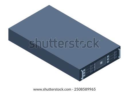 Isometric server. Server racks. Server boxes isolated. Network server room. Computer network technology. Vector illustration