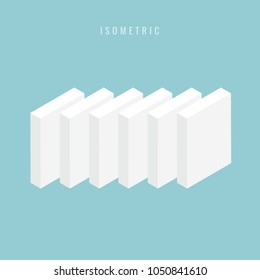 isometric Set of blank white product packaging boxes isolated. Three rectangular for design or branding. Vector illustration