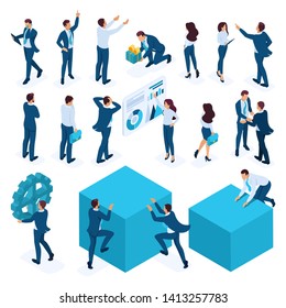 Isometric set of businessmen, businesswoman, employees, managers, Directors. Vector illustration