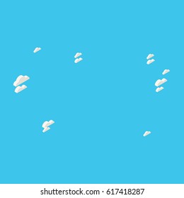 Isometric Set of Clouds on Blue Background - Element for Tileset Map, Landscape Design, Urban Architecture, Web, Exterior Facade or Game in Colorful Minimalist Flat Vector