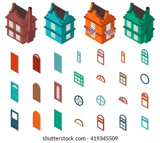 isometric set  designer house in vector format eps10