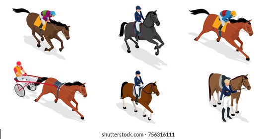 Isometric set Jockey on horse