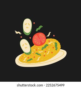 Isometric set of korean cuisine vector icons for web design.