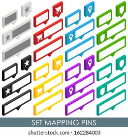 Isometric set mapping cloud pins