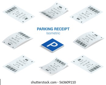 Isometric Set Of Parking Tickets. Flat Illustration Icon For Web.