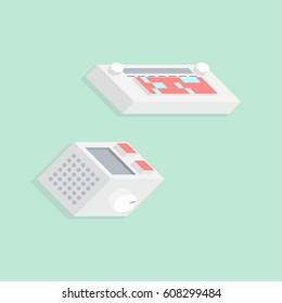 Isometric set of recording studio icons. Dj, Keyboard, Pad and Controller.