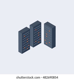 Isometric set server equipment.Vector illustration