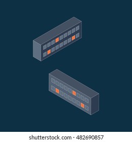 Isometric set server equipment.Vector illustration