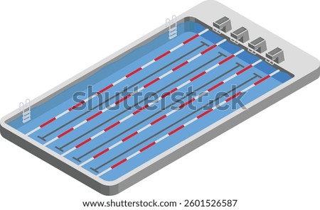 isometric set of swimming pool lanes aqua sport