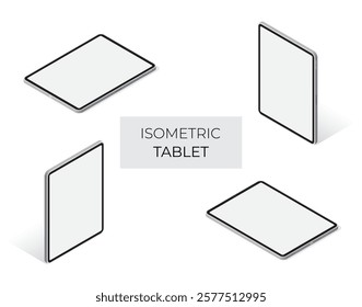Isometric set of tablet illustration. Tablet mockup design. Isolated vector for banner, poster, presentation, infographic,  web, apps, and other uses.