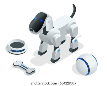 Isometric set of Techno Robot dog.