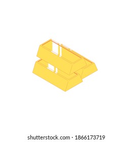 Juegos isométricos de oro. Ilustración vectorial de barras doradas brillantes aisladas en fondo blanco. Moneda fija para el concepto financiero y de inversión