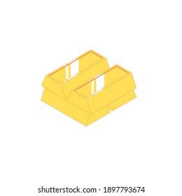Isometric sets of golden. Vector illustration of shining gold bars isolated on white background. Flat currency for financial and investment concept