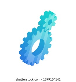 Isometric Setting icon, Option and Service Tools 3d symbol, Cog, Gears Sign Isolated on white background. Help options account concept. Cogwheel vector illustration, Configuration design element.