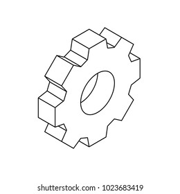 Isometric settings gear simple icon concept vector illustration