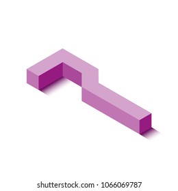 Isometric seven violet icon, 3d character with shadow, vector eps10
