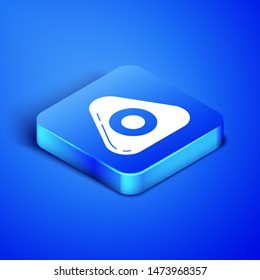 Isometric Sewing chalk icon isolated on blue background. Blue square button. Vector Illustration