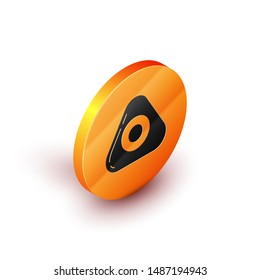 Isometric Sewing chalk icon isolated on white background. Orange circle button. Vector Illustration